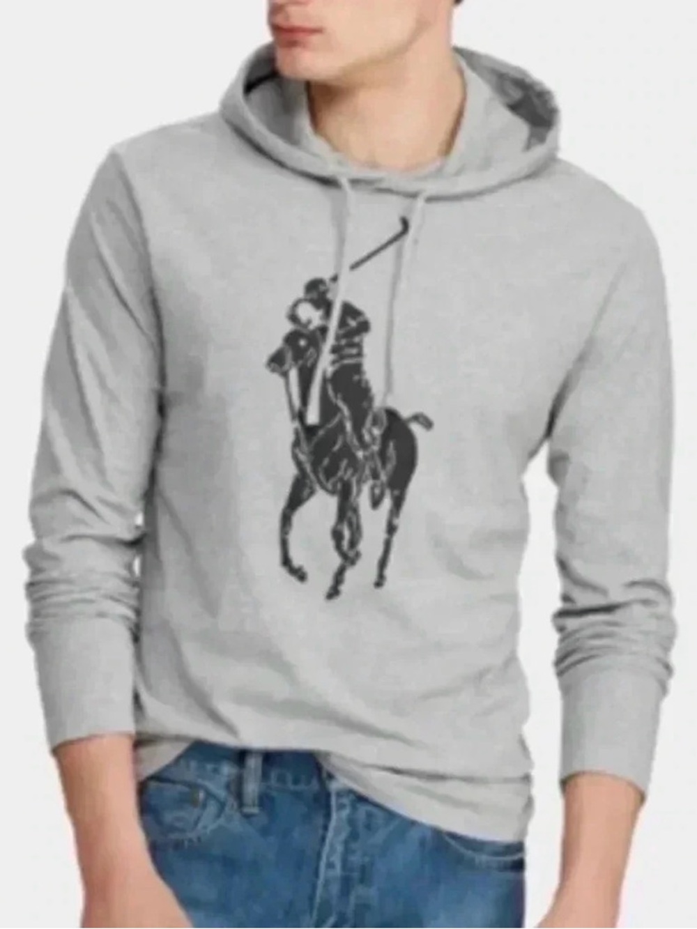 Ralph Lauren Men’s Gray Polo Player Hoodie TShirt